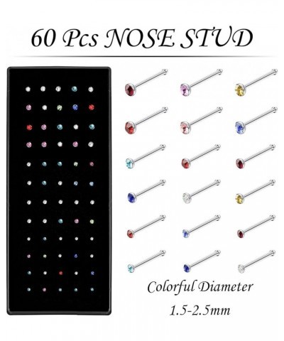 3 Boxes 120 Pcs Nose Rings Studs 40 Pcs Nose Rings Hoops, Stainless Steel Nose Piercings Body Jewelry, Ideal Gift with Cute P...