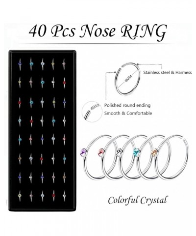 3 Boxes 120 Pcs Nose Rings Studs 40 Pcs Nose Rings Hoops, Stainless Steel Nose Piercings Body Jewelry, Ideal Gift with Cute P...