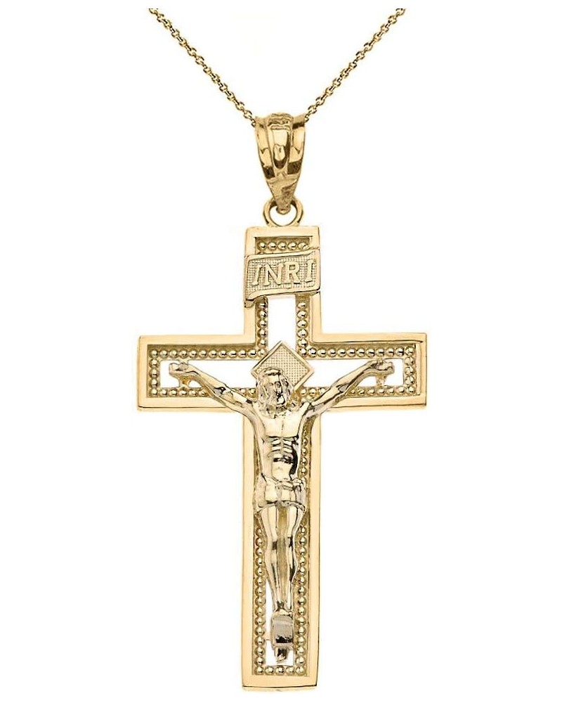 10k Yellow Gold INRI Crucifix Cross Catholic Jesus Pendant Necklace 16.0 Inches Medium $55.99 Necklaces