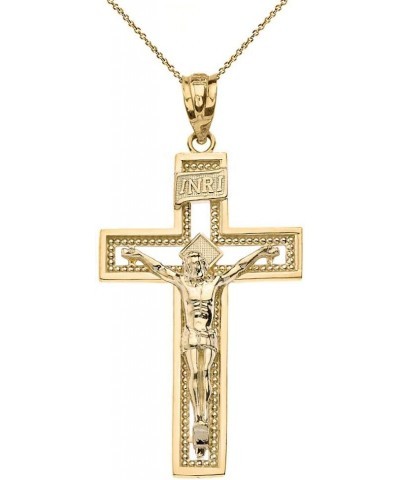 10k Yellow Gold INRI Crucifix Cross Catholic Jesus Pendant Necklace 16.0 Inches Medium $55.99 Necklaces