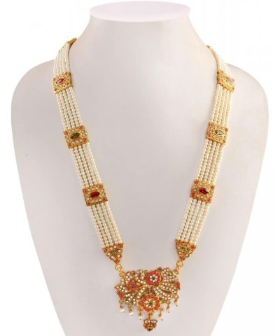 Jewarhaat Necklace Set Multi-Stones Pearls Polki Grand Moti Rani Haar Ad Cz Jewelry With Out Earrings For Women Girls, Brass,...