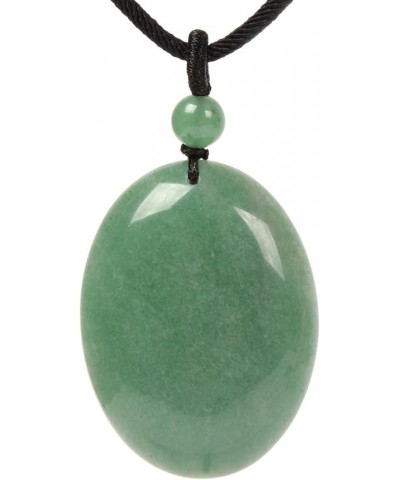 Crystal Gemstone Healing Quartz 40mm Flatback Oval Braided Cord Necklace 22 Green Aventurine $8.11 Necklaces