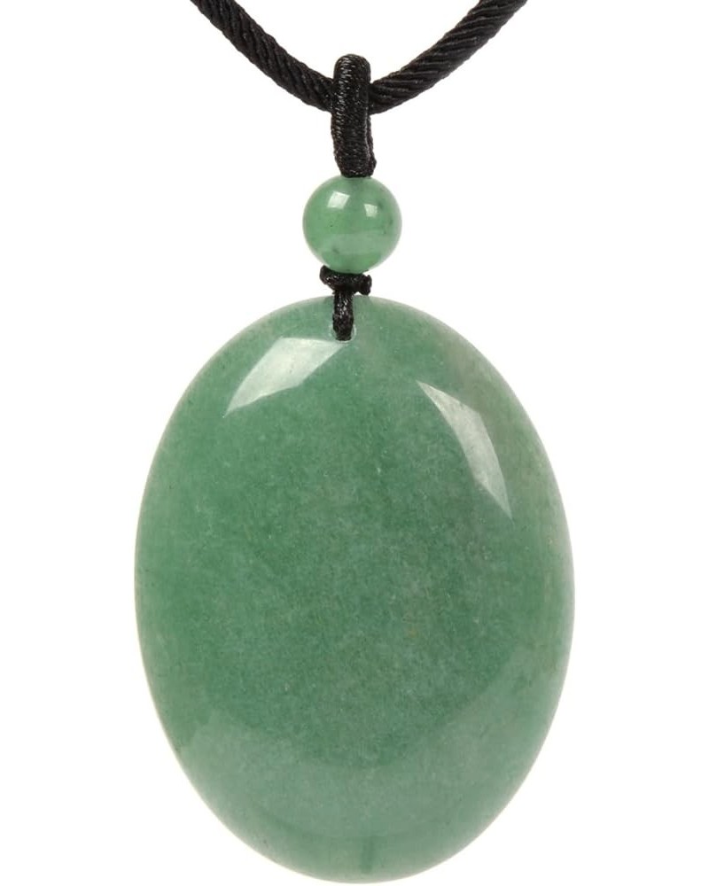 Crystal Gemstone Healing Quartz 40mm Flatback Oval Braided Cord Necklace 22 Green Aventurine $8.11 Necklaces