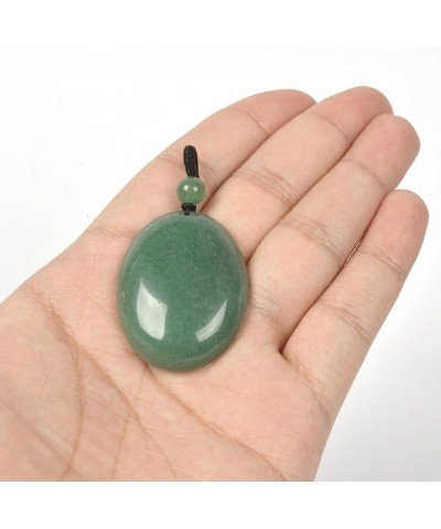 Crystal Gemstone Healing Quartz 40mm Flatback Oval Braided Cord Necklace 22 Green Aventurine $8.11 Necklaces