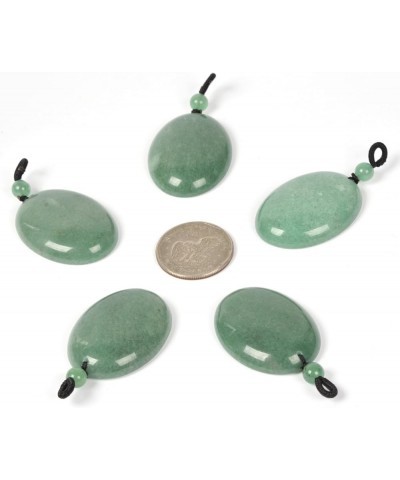 Crystal Gemstone Healing Quartz 40mm Flatback Oval Braided Cord Necklace 22 Green Aventurine $8.11 Necklaces