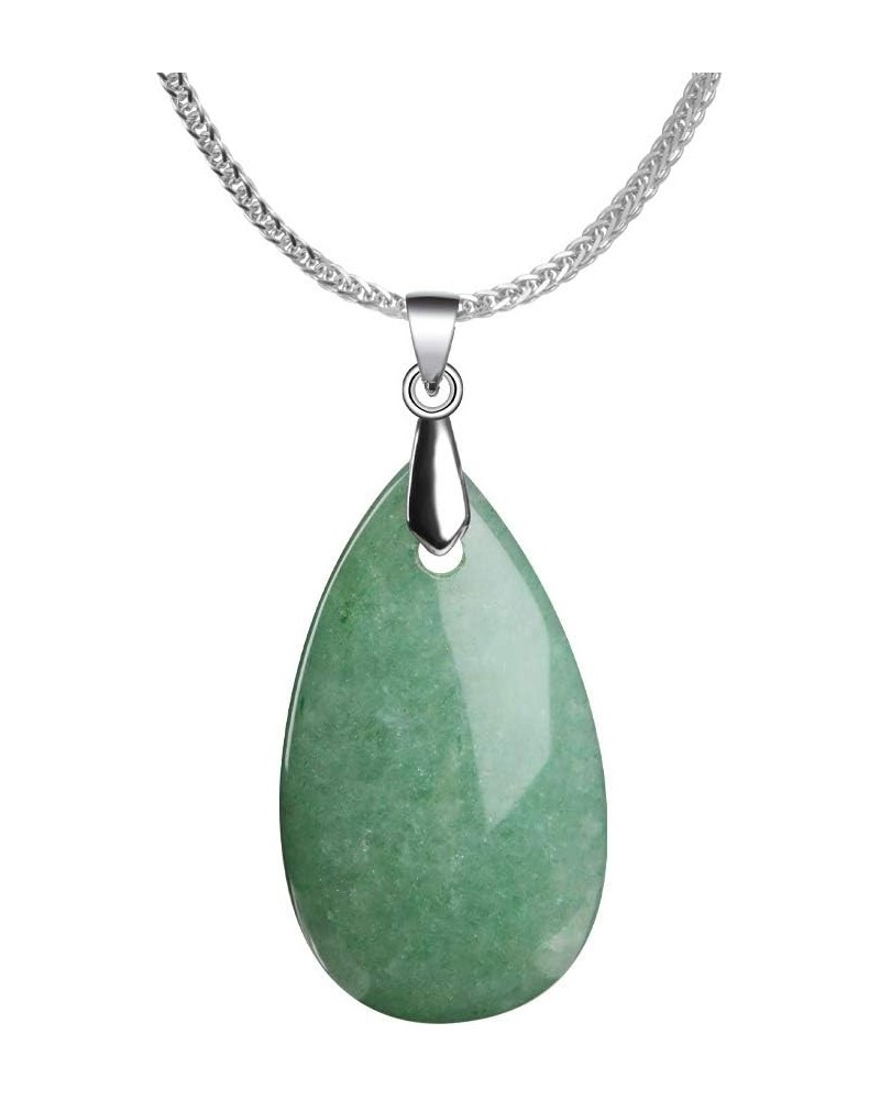 925 Sterling Silver Natural Crytral for Womens Pendant Necklace, Gemstone Birthstone with 18" Silver Chain Ladies Aventurine ...