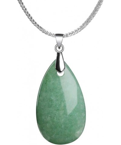 925 Sterling Silver Natural Crytral for Womens Pendant Necklace, Gemstone Birthstone with 18" Silver Chain Ladies Aventurine ...