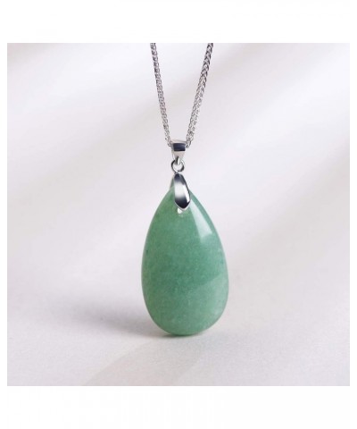 925 Sterling Silver Natural Crytral for Womens Pendant Necklace, Gemstone Birthstone with 18" Silver Chain Ladies Aventurine ...