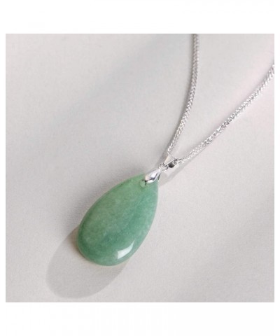 925 Sterling Silver Natural Crytral for Womens Pendant Necklace, Gemstone Birthstone with 18" Silver Chain Ladies Aventurine ...