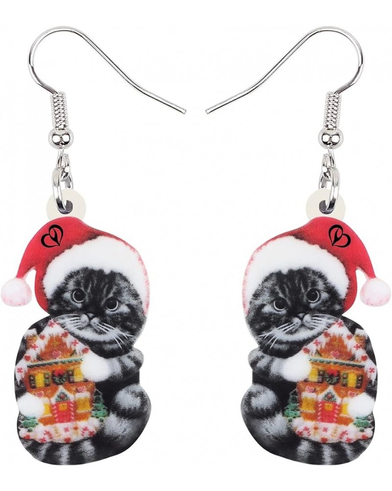 Cute Christmas Cat Earrings Dangle Jewelry For Women Girls Charm Decoration Gifts Christmas Cat 6 $6.62 Earrings