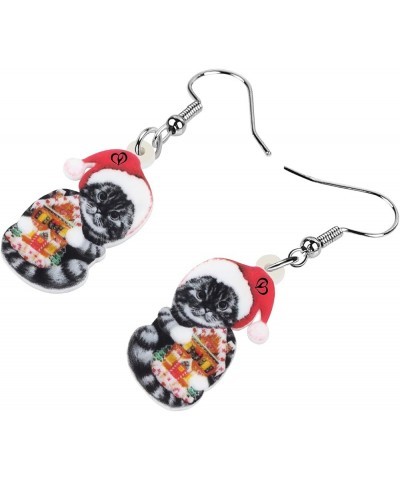 Cute Christmas Cat Earrings Dangle Jewelry For Women Girls Charm Decoration Gifts Christmas Cat 6 $6.62 Earrings