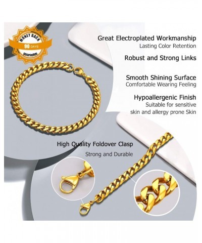 316L Stainless Steel Cuban Link Bracelets for Men Women, Gold/Black/Silver Tone, Nickel-Free, Hypoallergenic Jewelry, 7.5"/8....