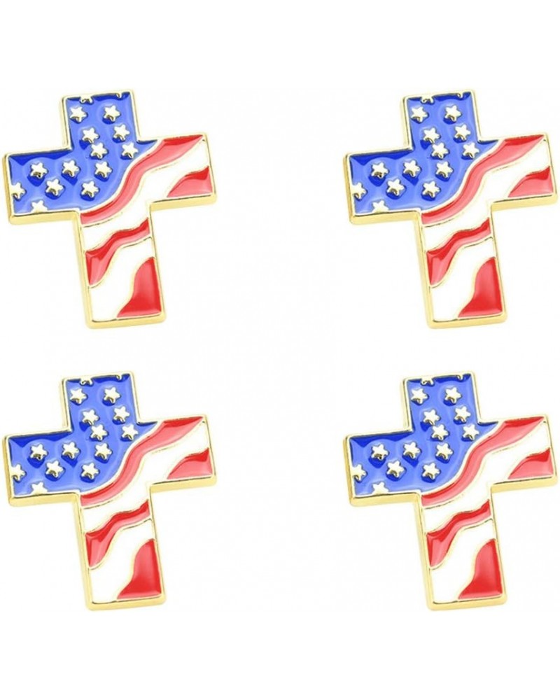 4pcs Cross Brooch American Flag Gold Cross Religious Military Patriotic Lapel pin Costume Accessories $9.45 Brooches & Pins