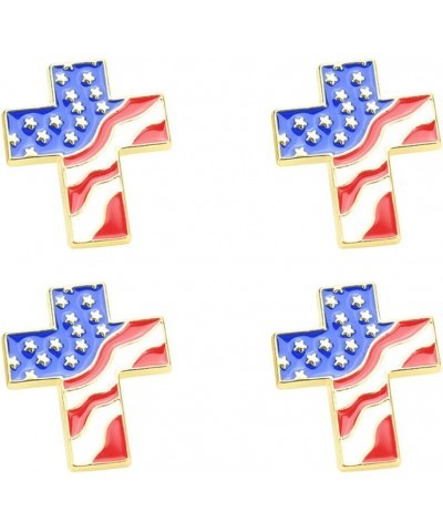 4pcs Cross Brooch American Flag Gold Cross Religious Military Patriotic Lapel pin Costume Accessories $9.45 Brooches & Pins