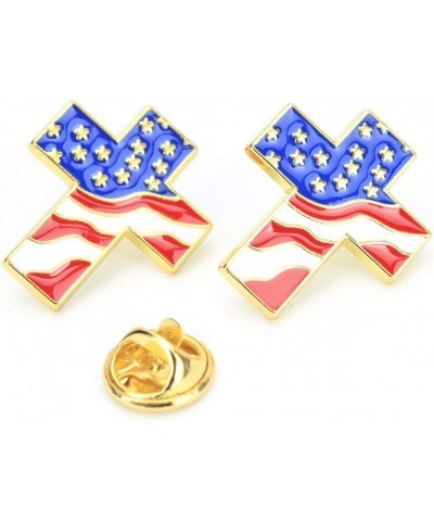 4pcs Cross Brooch American Flag Gold Cross Religious Military Patriotic Lapel pin Costume Accessories $9.45 Brooches & Pins