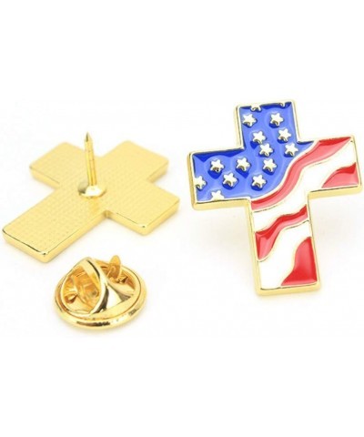 4pcs Cross Brooch American Flag Gold Cross Religious Military Patriotic Lapel pin Costume Accessories $9.45 Brooches & Pins