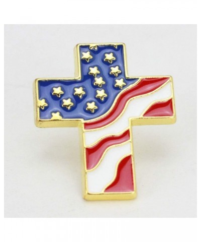 4pcs Cross Brooch American Flag Gold Cross Religious Military Patriotic Lapel pin Costume Accessories $9.45 Brooches & Pins