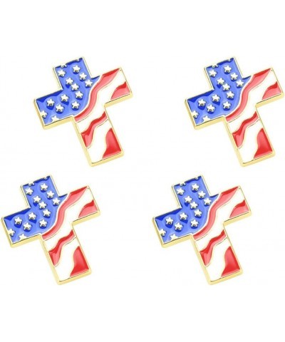 4pcs Cross Brooch American Flag Gold Cross Religious Military Patriotic Lapel pin Costume Accessories $9.45 Brooches & Pins