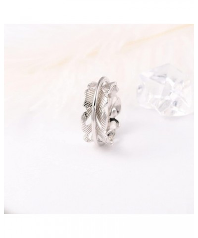 Sterling silver Simple spinner ring Fidget band ring spinning meditation anxiety ring feather design $13.05 Rings