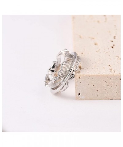 Sterling silver Simple spinner ring Fidget band ring spinning meditation anxiety ring feather design $13.05 Rings