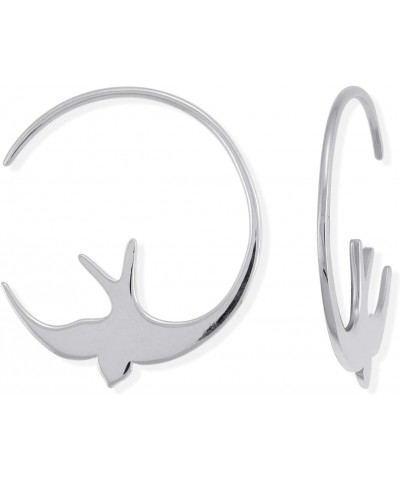 Jewelry Sterling Silver Bird Pull Through Hoop Earrings $22.94 Earrings