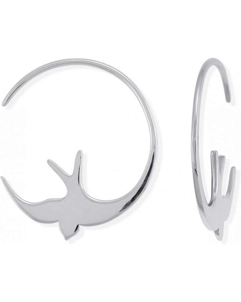 Jewelry Sterling Silver Bird Pull Through Hoop Earrings $22.94 Earrings