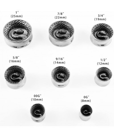 8mm-25mm (0g-1") Snake Ear Plugs Tunnels Ear Gauges 316 Stainless Steel Hypoallergenic Earrings Expander Body Piercing Jewelr...