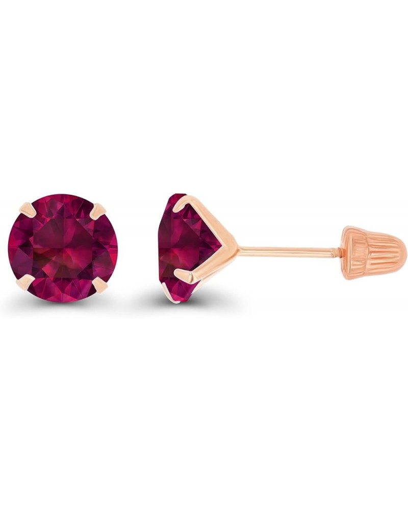 Solid 14k Gold Hypoallergenic 6mm Round Birthstone Solitaire Prong Set Screw Back Stud Earrings Ruby Created Rose Gold $36.00...