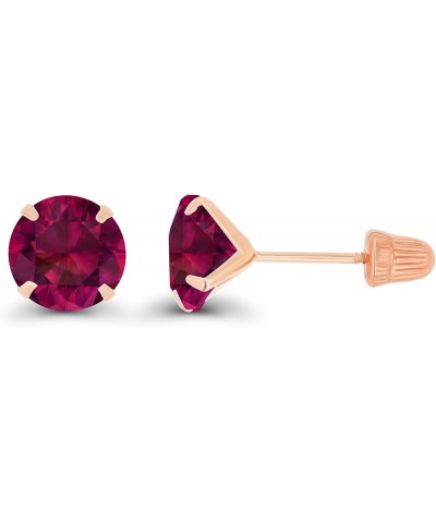 Solid 14k Gold Hypoallergenic 6mm Round Birthstone Solitaire Prong Set Screw Back Stud Earrings Ruby Created Rose Gold $36.00...