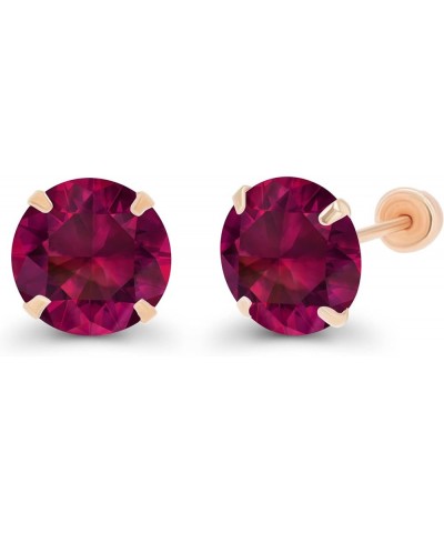 Solid 14k Gold Hypoallergenic 6mm Round Birthstone Solitaire Prong Set Screw Back Stud Earrings Ruby Created Rose Gold $36.00...