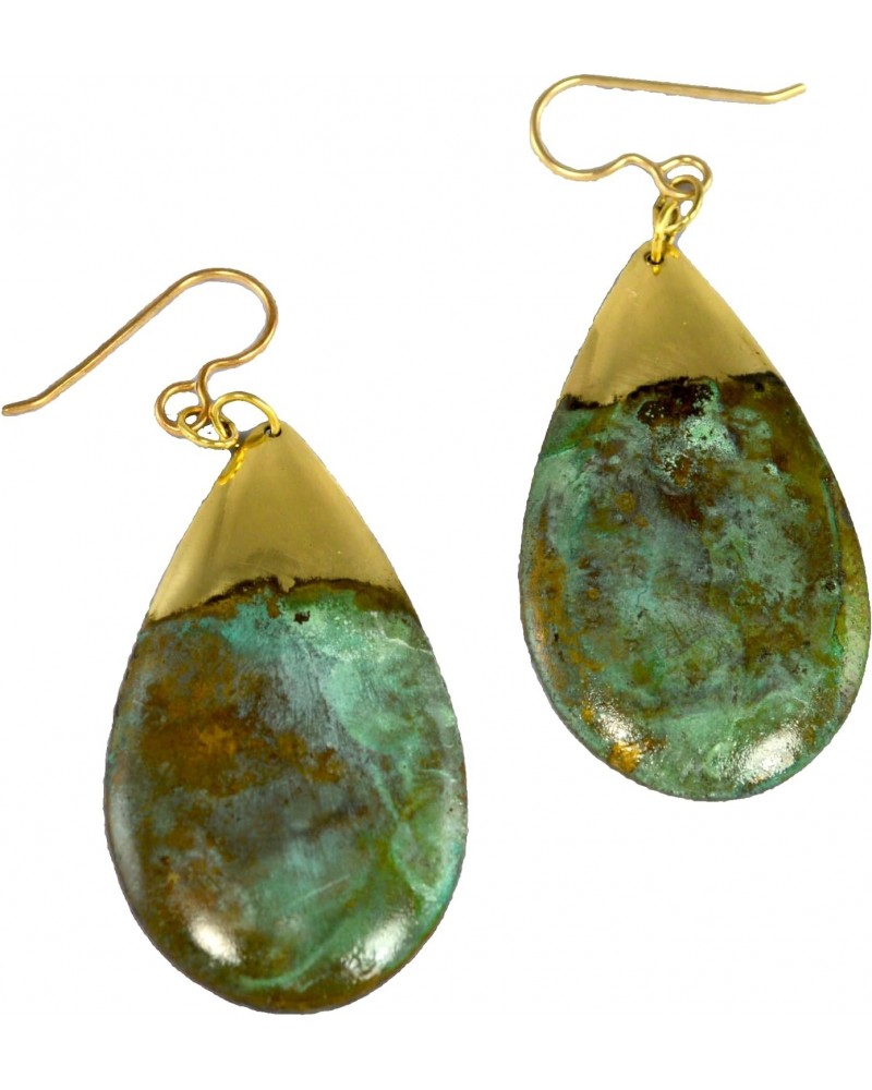 Verdigris Patina Solid Brass Young Collectors Large Teardrop Dangle Earrings $25.20 Earrings