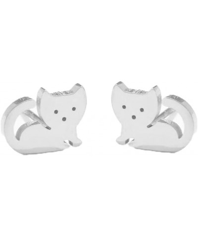 Cute Cat Tiny Stud Earrings for Women Teen Girls Stainless Steel Kitten Cartilage Small Studs Earring Simple Jewelry Gifts Bi...