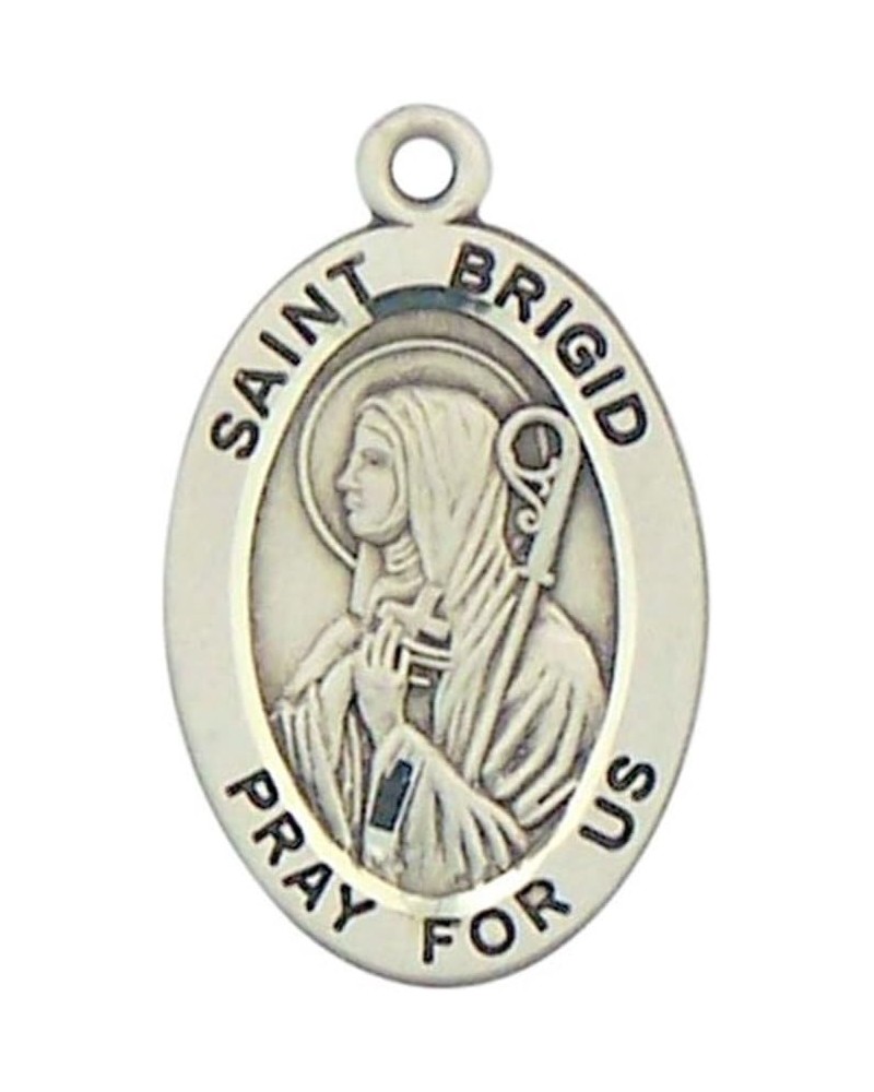 Sterling Silver Catholic Patron Saint Oval Medal Pendant, 7/8 Inch Saint Brigid $30.71 Pendants