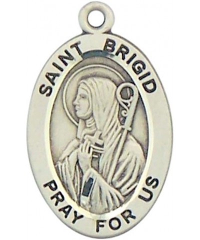 Sterling Silver Catholic Patron Saint Oval Medal Pendant, 7/8 Inch Saint Brigid $30.71 Pendants