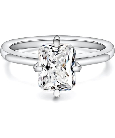 Moissanite Engagement Rings for Women 2ct Radiant Cut Sterling Silver 18k White Gold Plated Solitaire Promise Rings for Her W...