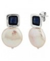 'Mix and Mingle' Sterling Silver Freshwater Cultured Pearl and Kyanite Stud Drop Earrings $40.80 Earrings