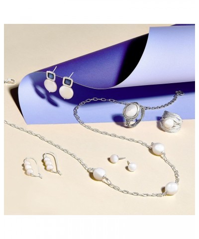 'Mix and Mingle' Sterling Silver Freshwater Cultured Pearl and Kyanite Stud Drop Earrings $40.80 Earrings