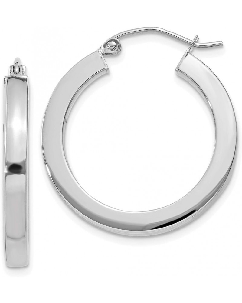 3mm Square Tube Hoop Earrings in Real 14k Gold White Gold - 25mm $222.75 Earrings