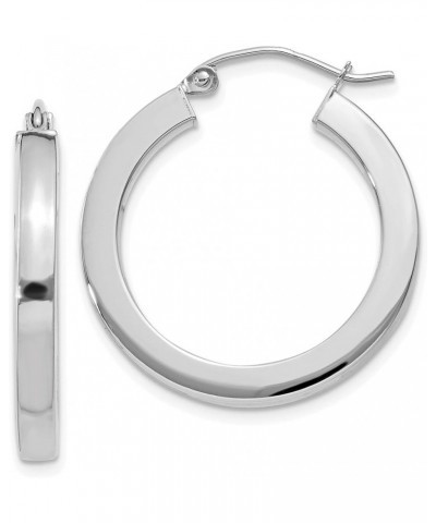 3mm Square Tube Hoop Earrings in Real 14k Gold White Gold - 25mm $222.75 Earrings