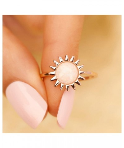 Rose Gold or Silver-Plated Sunshine Ring w/Moonstone - Brass Base, Stylish Design - Size 5-9 Rose Gold $10.40 Rings