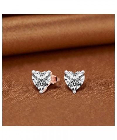 2 Carat - 10 Carat | 14K Gold | IGI Certified Lab Grown 3 Prong Solitaire Diamond Earrings | Heart Shape Push Back Prong Sett...