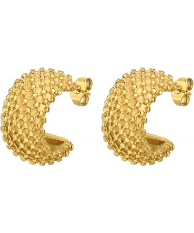 Gold Hoop Earrings for Women C-Shape Loops Drop Dangle Earring Chunky Statement Fashion Jewelry Style-28 $9.53 Earrings