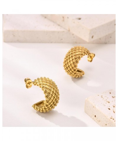 Gold Hoop Earrings for Women C-Shape Loops Drop Dangle Earring Chunky Statement Fashion Jewelry Style-28 $9.53 Earrings