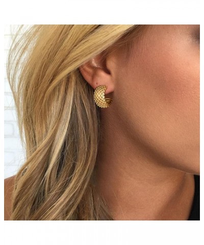 Gold Hoop Earrings for Women C-Shape Loops Drop Dangle Earring Chunky Statement Fashion Jewelry Style-28 $9.53 Earrings