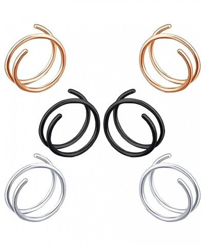 Stainless Steel Spiral Nose Ring Double Hoop Nose Ring Single Pierced Nose Piercing for Women Hypoallergenic Style06：(20G)0.8...