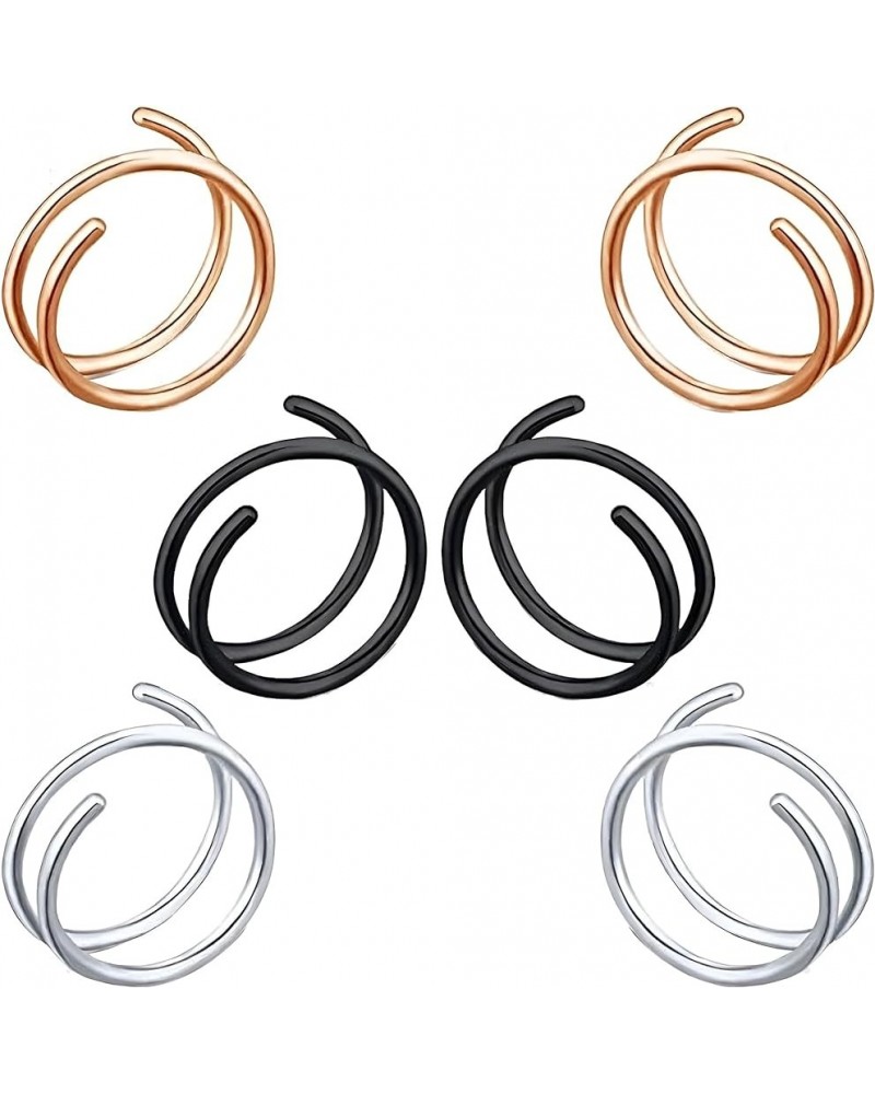 Stainless Steel Spiral Nose Ring Double Hoop Nose Ring Single Pierced Nose Piercing for Women Hypoallergenic Style06：(20G)0.8...