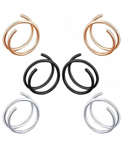 Stainless Steel Spiral Nose Ring Double Hoop Nose Ring Single Pierced Nose Piercing for Women Hypoallergenic Style06：(20G)0.8...