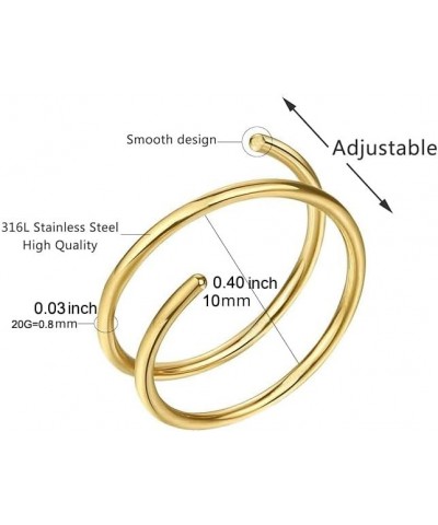 Stainless Steel Spiral Nose Ring Double Hoop Nose Ring Single Pierced Nose Piercing for Women Hypoallergenic Style06：(20G)0.8...