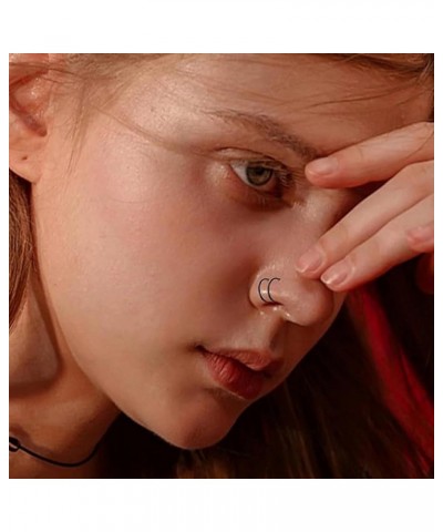 Stainless Steel Spiral Nose Ring Double Hoop Nose Ring Single Pierced Nose Piercing for Women Hypoallergenic Style06：(20G)0.8...