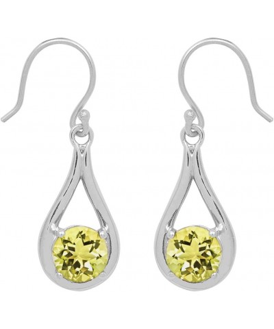 Multi Choice Dual Round Shape Gemstone 925 Sterling Silver Solitaire Birthday Gift Earring lemon-quartz $15.16 Earrings